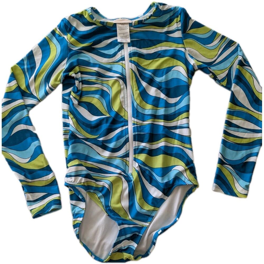 Michael Kors Surf 1 Piece Long Sleeve‎ Bathing Suit Paddle Swimsuit W/Rash Guard